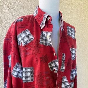 Ralph Lauren Chaps Vagabond Vintage Snowbound Red Long Sleeve Shirt Sz. M